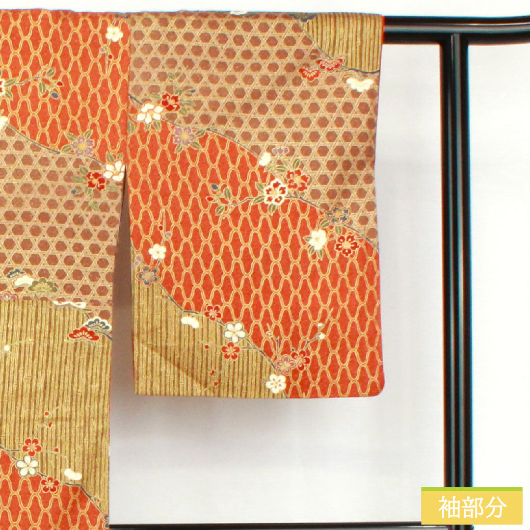 訪問着 正絹 袷 身丈157cm 裄丈63.5cm 京友禅 松竹梅 Sランク 茶系 1112005482314