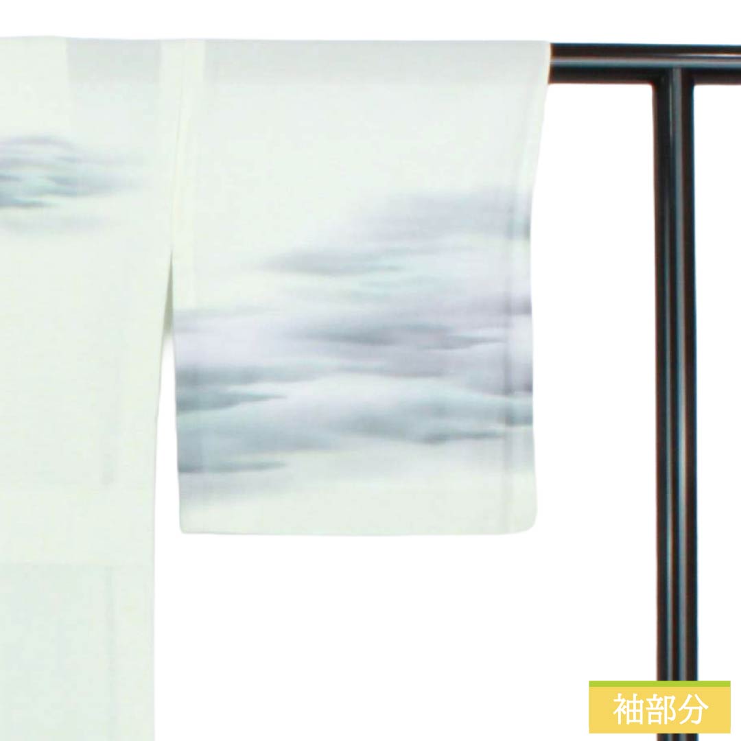 夏物 正絹 付下げ Sランク 身丈153cm 裄丈62.5cm 卯の花色（うのはないろ） ボカシ染 霞模様 絽 水色系 1132006402224