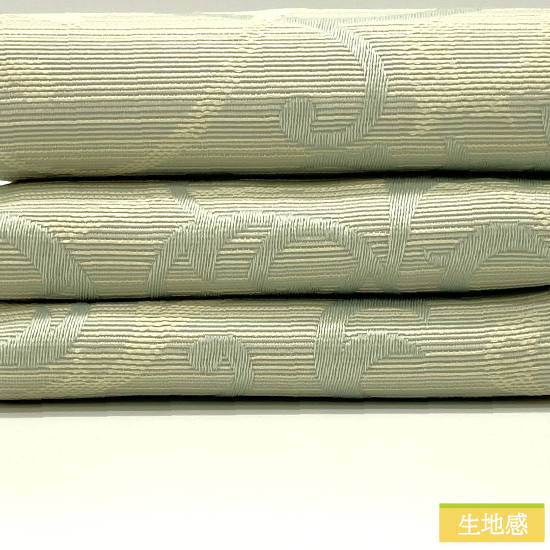(New) Half-width obi, polyester, NEW rank, white-green (byakuryoku-iro) and rust Rikyu-iro, vine pattern, floral pattern, reversible, obi length 400cm, blue tones 1125002601417
