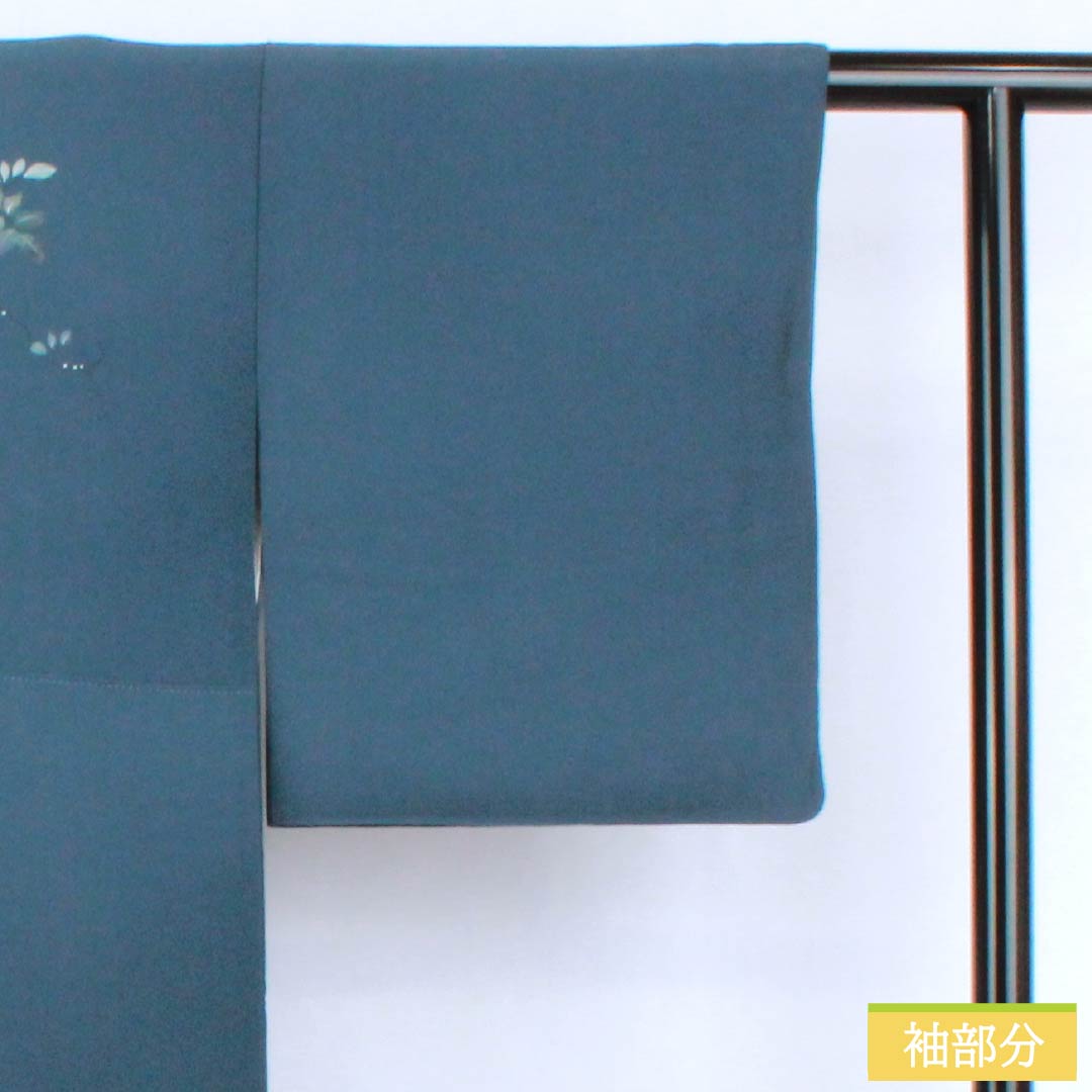 訪問着 正絹 Aランク 袷 身丈165.5cm 裄丈67cm 裏色（うらいろ） 京友禅 付下げ 草花 青系 1112006773517