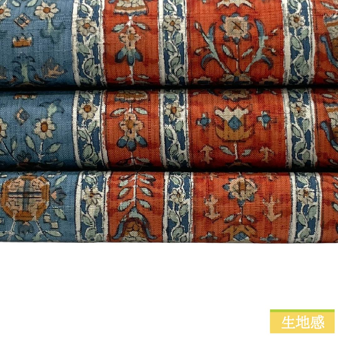 裂織　幅広　帯❶ 茶　焦茶　橙　朱　赤　青　白 リサイクル着物】半幅帯 正絹 Aランク 牛血紅色（ぎゅうけつこういろ