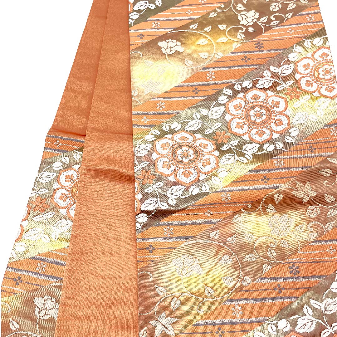 （未仕立）袋帯 緋褪色（ひさめいろ） 正倉院裂文 帯丈434cm 正絹 Sランク 六通 フォーマル ピンク系 1123002892313