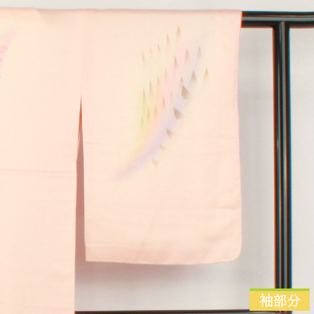 訪問着 正絹 袷 身丈167.5cm 裄丈68.5cm 今様色（いまよういろ） 京友禅 蝶 しつけ糸付き Aランク ピンク系 1112005933513