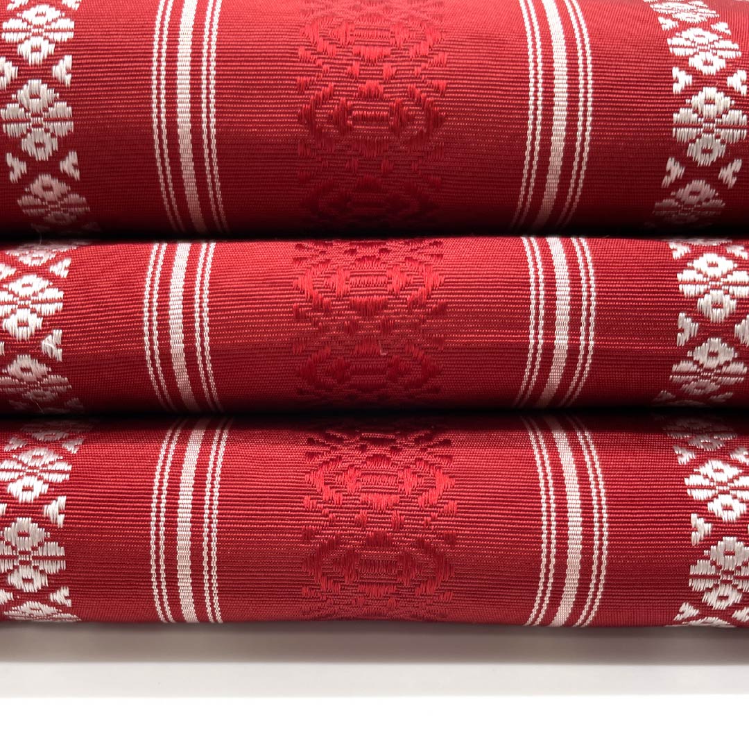 半幅帯 正絹 紅赤色（べにあかいろ） 献上柄 博多織 帯丈356cm 赤系 Sランク 1125001662312