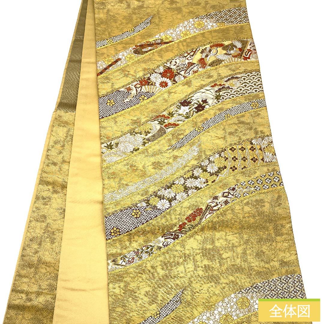 袋帯 金色 吉祥文様 加納幸 帯丈428cm 正絹 Sランク 六通 フォーマル 金系 1123009782321
