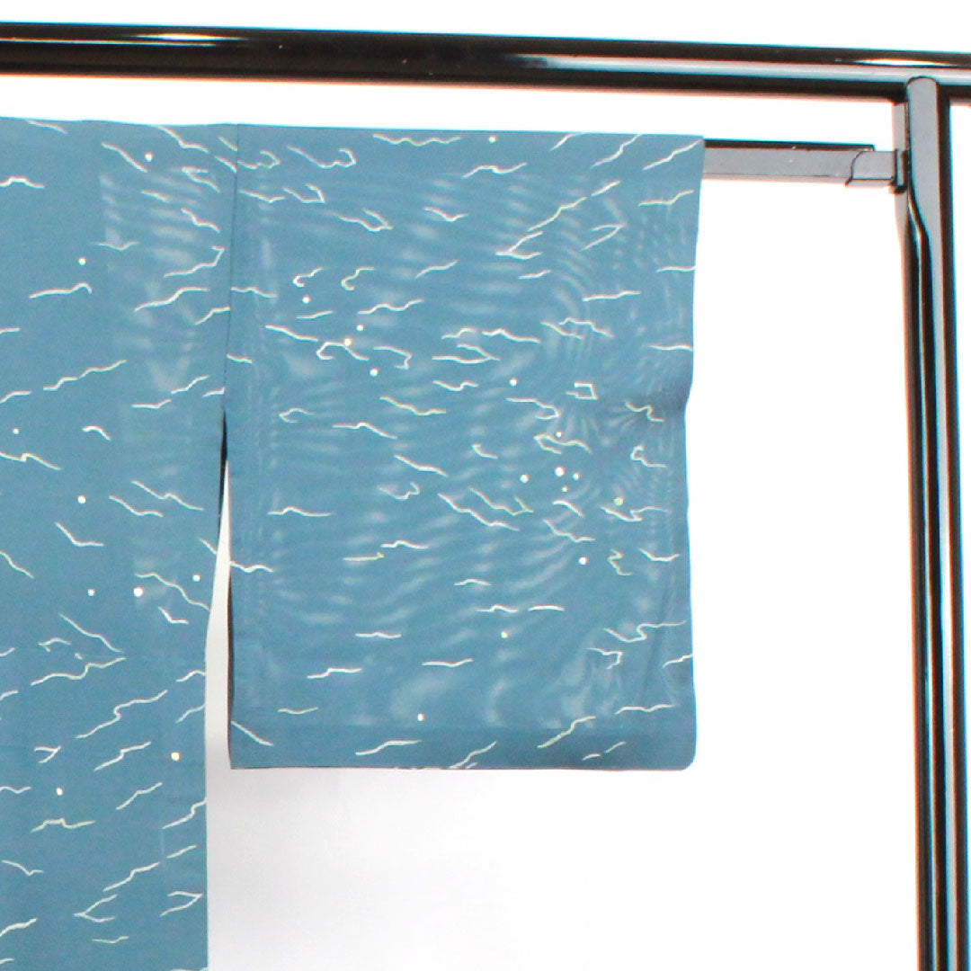 夏物 正絹 小紋 身丈161cm 裄丈65cm 熨斗目花色（のしめはないろ） 幾何学模様 絽 Sランク グレー系 1132001572422