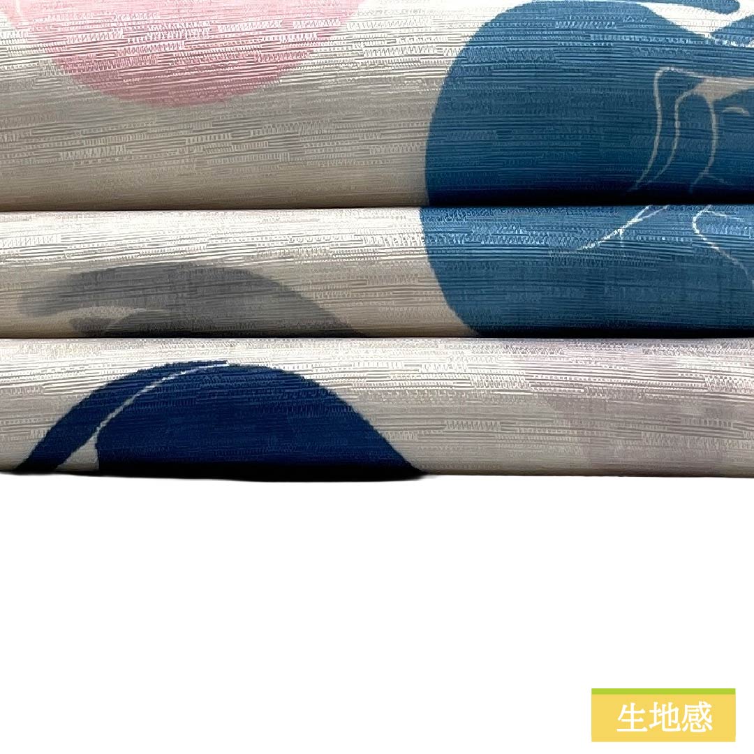 半幅帯 ポリエステル Sランク 染め帯 リバーシブル 猫 変わり花菱 広幅 帯丈412cm 白系 1125005232411