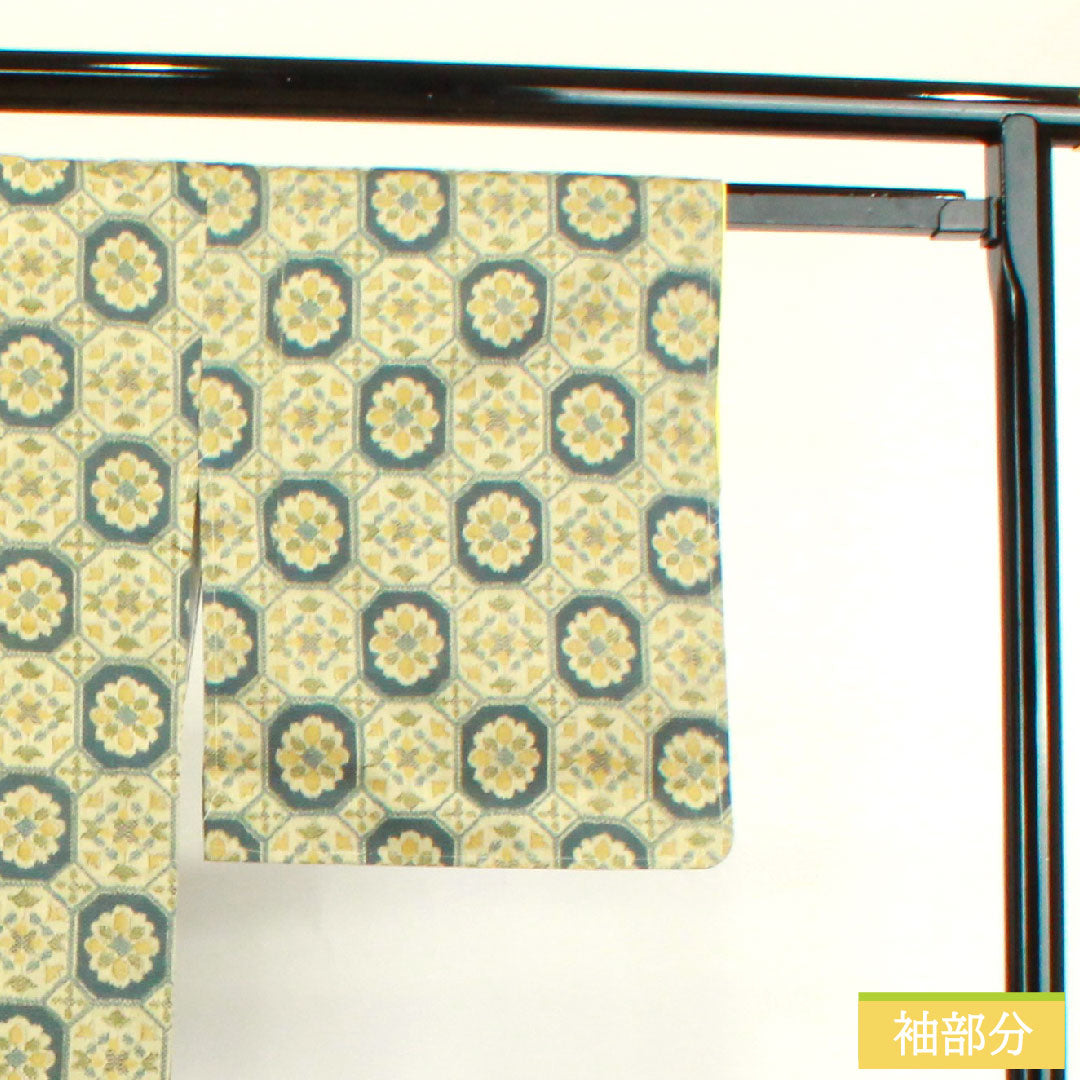 Murayama Oshima Tsumugi, pure silk, length 156cm, sleeve length 64cm, soba-kiri color, abstract pattern, basting thread included, unused, S rank, lined, beige, 1116002892325