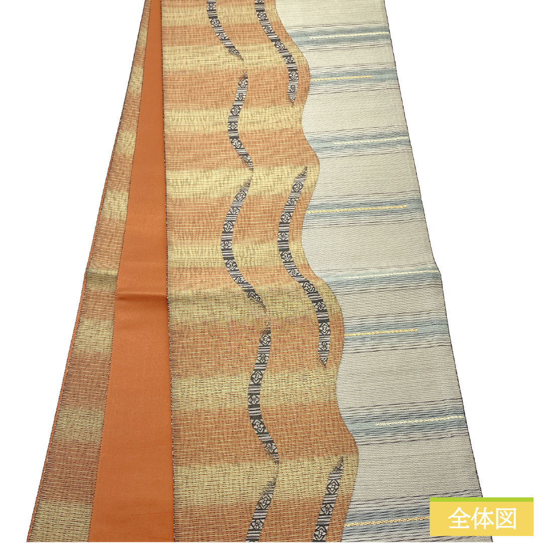 袋帯 正絹 Sランク 全通泥染 西陣織 伝統工芸士 永野和年 抽象模様 帯丈436cm 全通 カジュアル グラデーション系 1123016802399