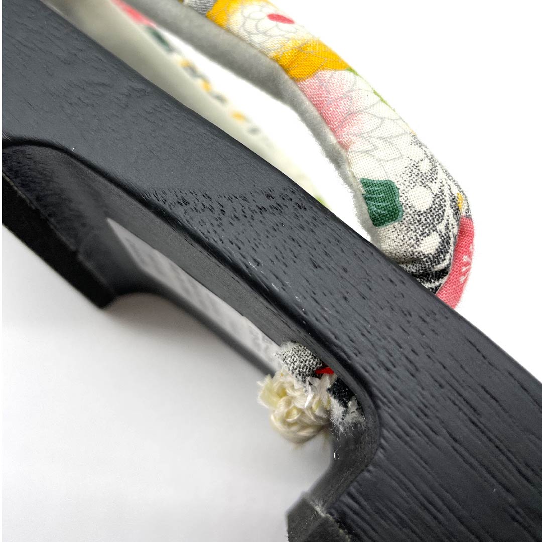 （新品未使用品）下駄 菊 桜 亀甲 七宝 XLサイズ 黒系 NEWランク 1122001041510