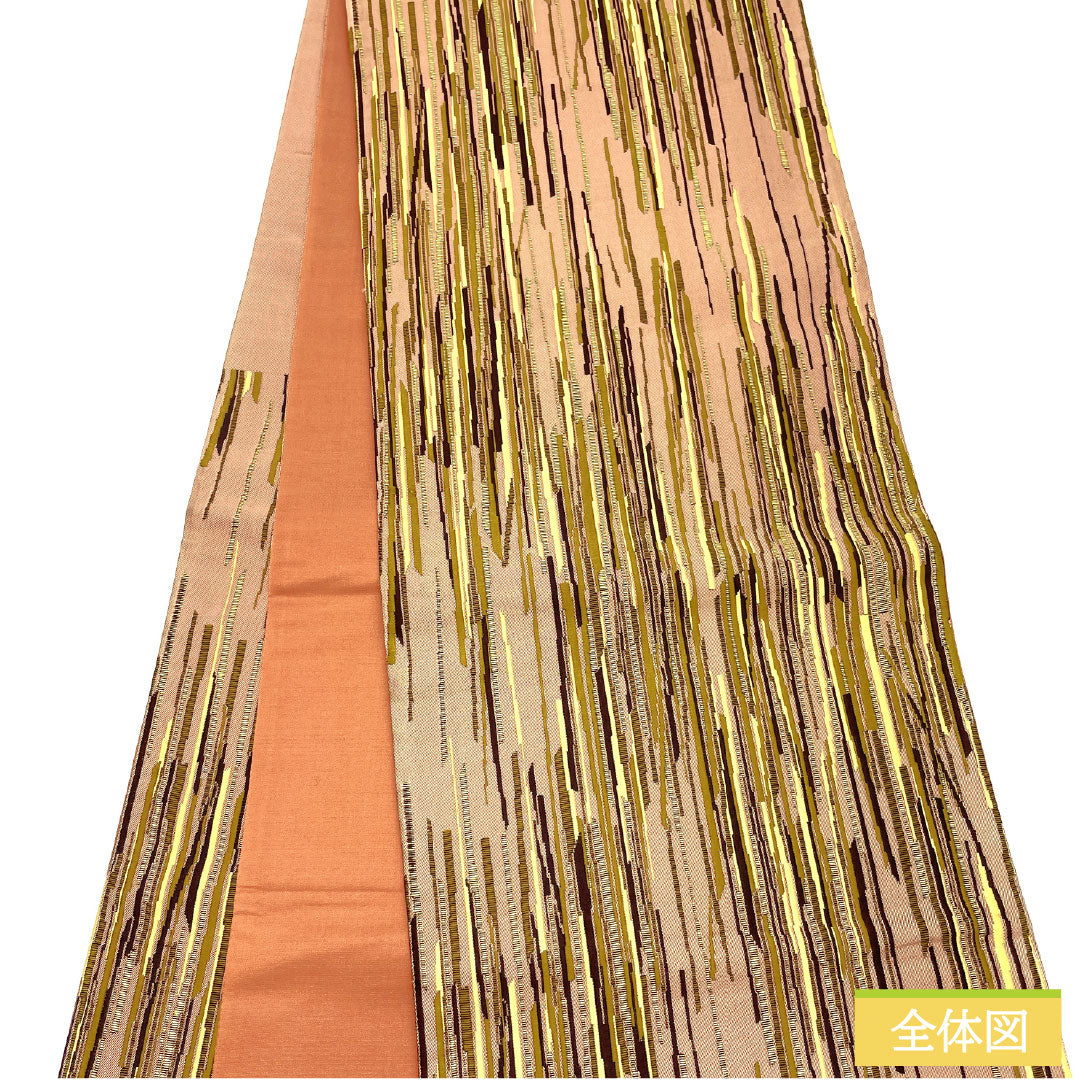 Fukuro Obi (sash), pure silk, S-rank, faded crimson (arasomeiro) color, Nishijin-ori (woven fabric), abstract pattern, length 436cm, six-fold, casual, purple, 1123016842320