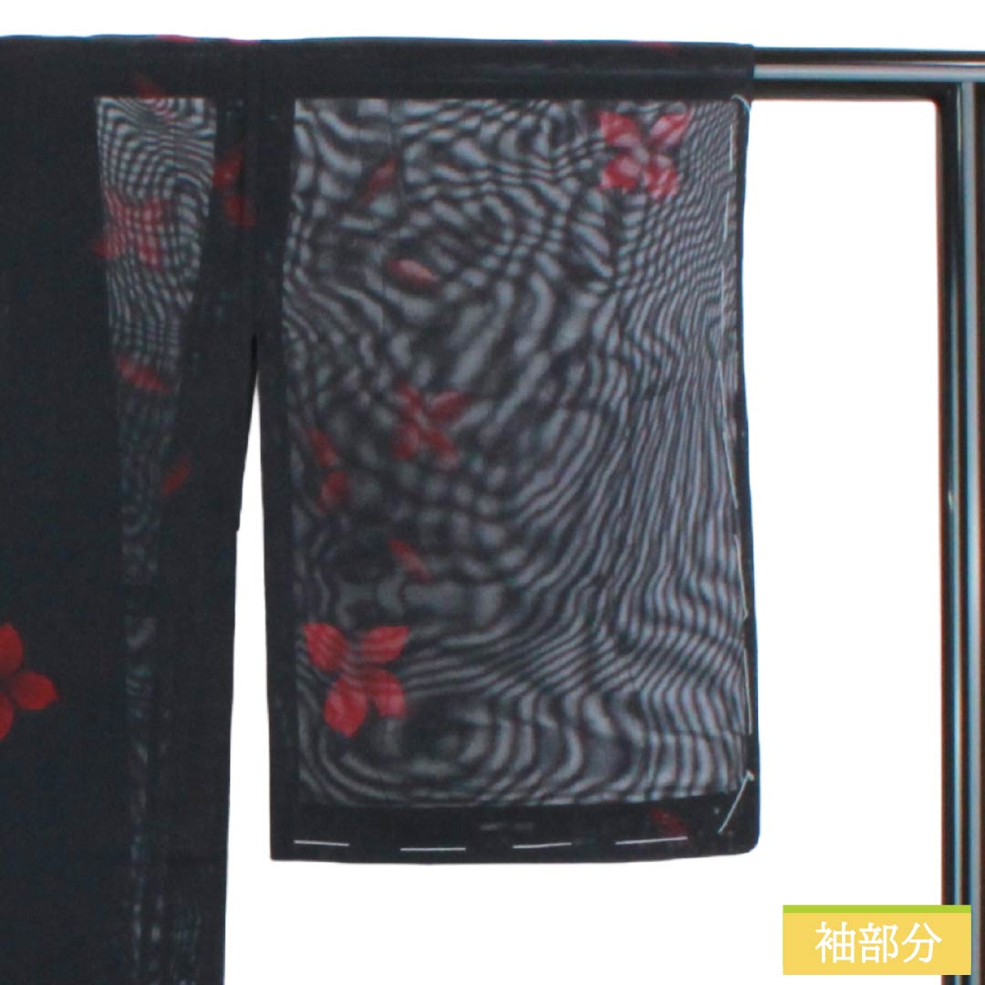 夏物 正絹 お召 Sランク 身丈155cm 裄丈63cm 褐色（かちいろ） 草花模様 紗 紫系 1132004292320
