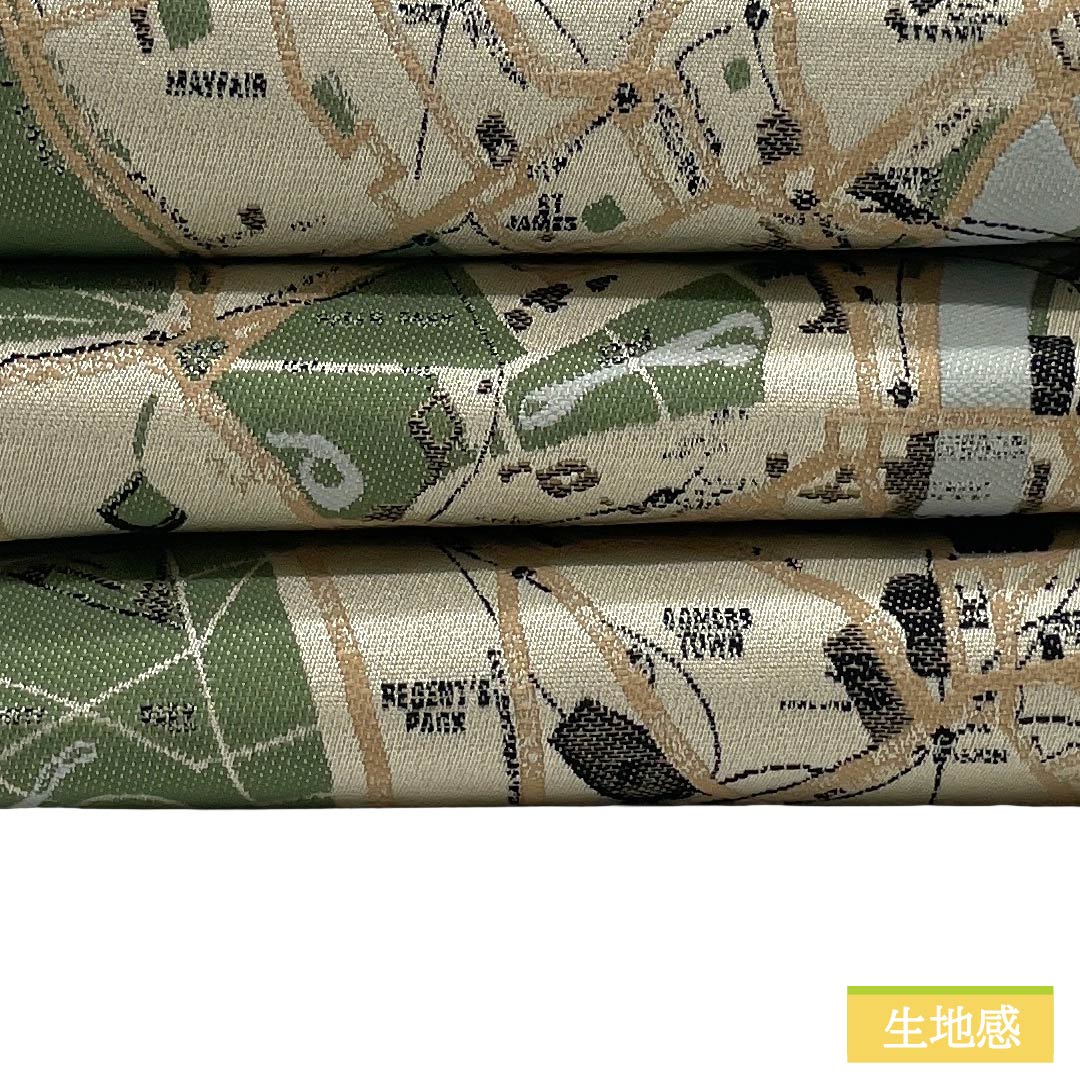 半幅帯 ポリエステル Sランク 生成り色（きなりいろ） 黒色（くろいろ） リバーシブル 地図 ドット柄 帯丈396cm マルチカラー 1125005312328