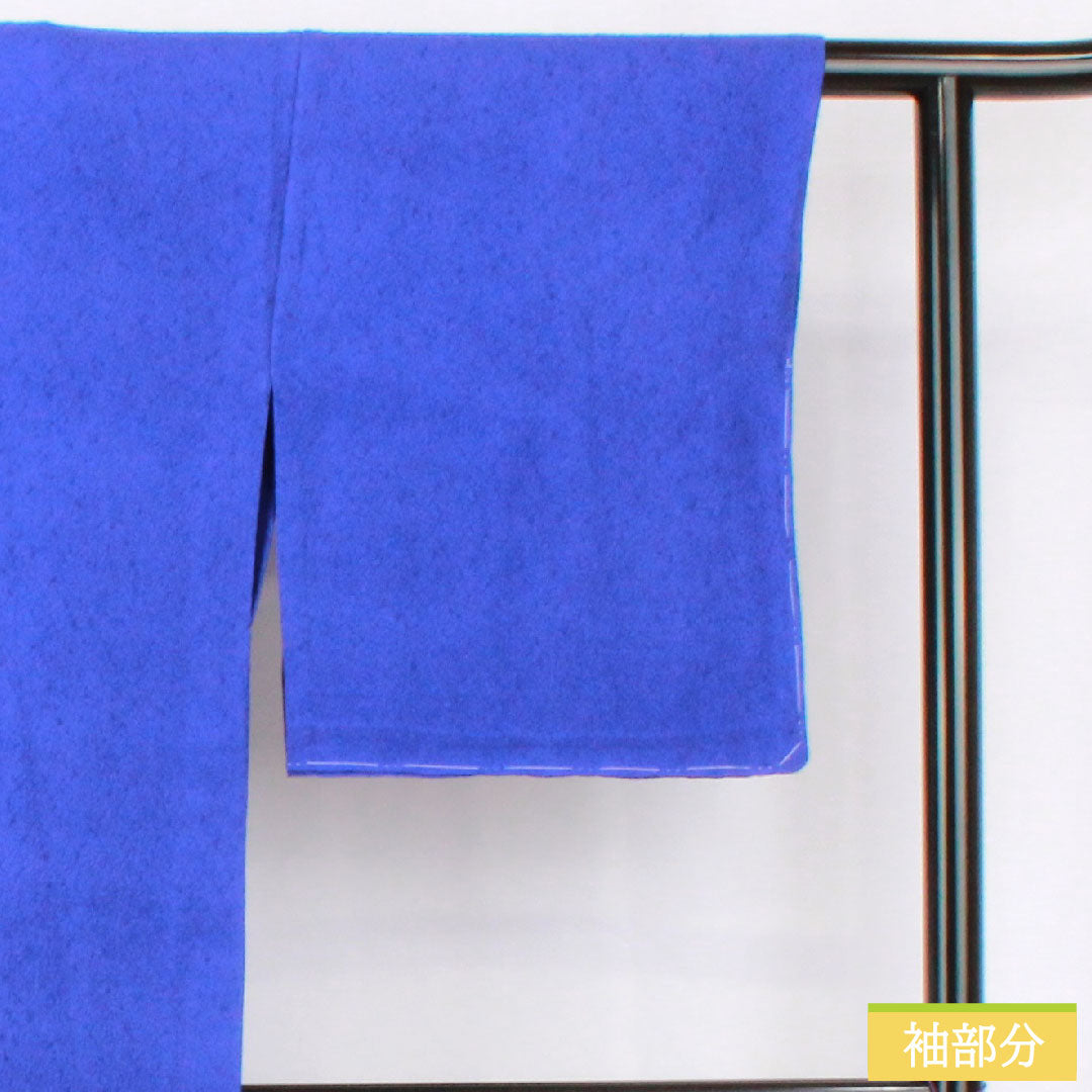 色無地 正絹 身丈160cm 裄丈65cm 桔梗色（ききょういろ） 一つ紋 五三桐 単衣 Sランク 紺系 1114001612418