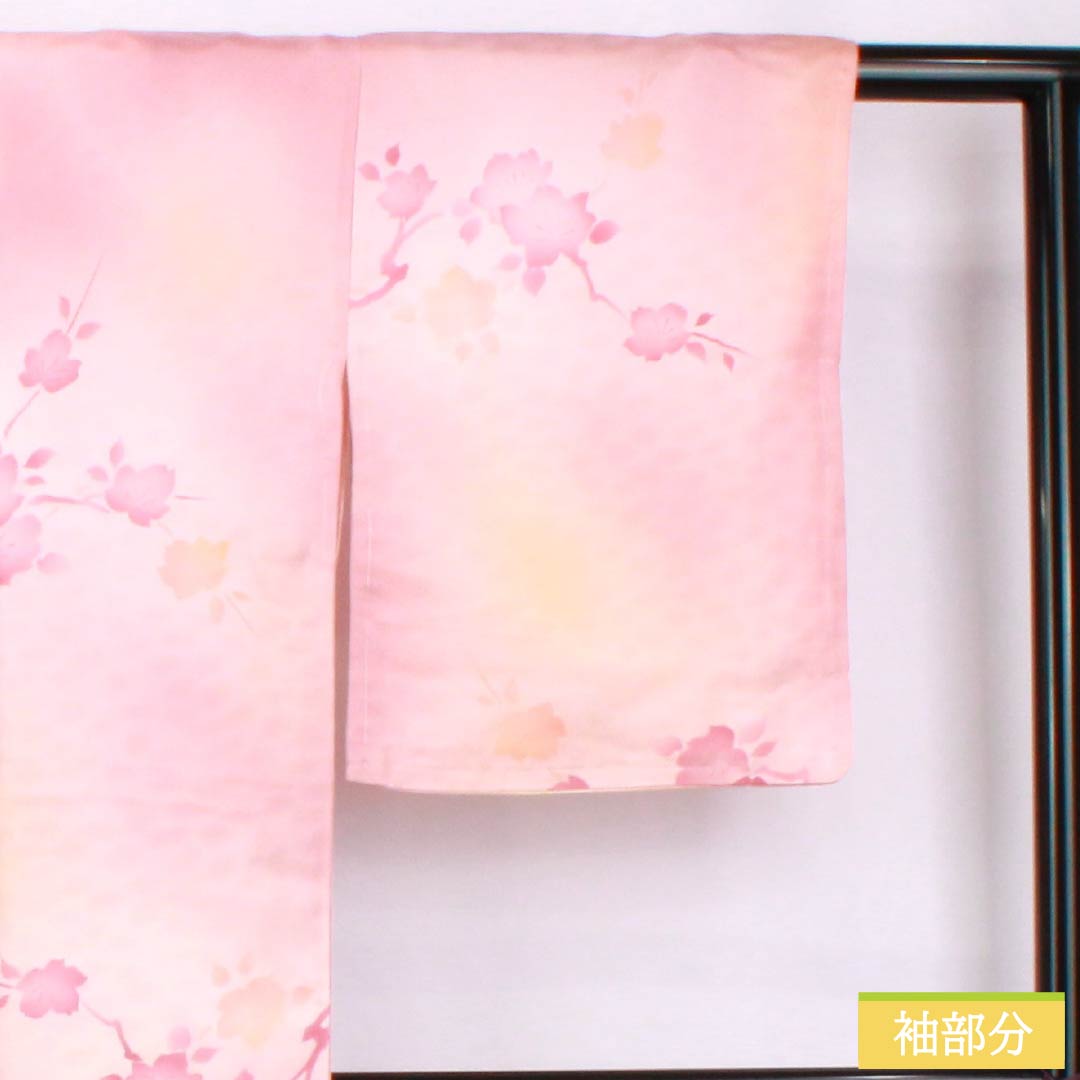 小紋 着物 緑色 花柄 /未使用しつけ糸付き 身丈約160cm