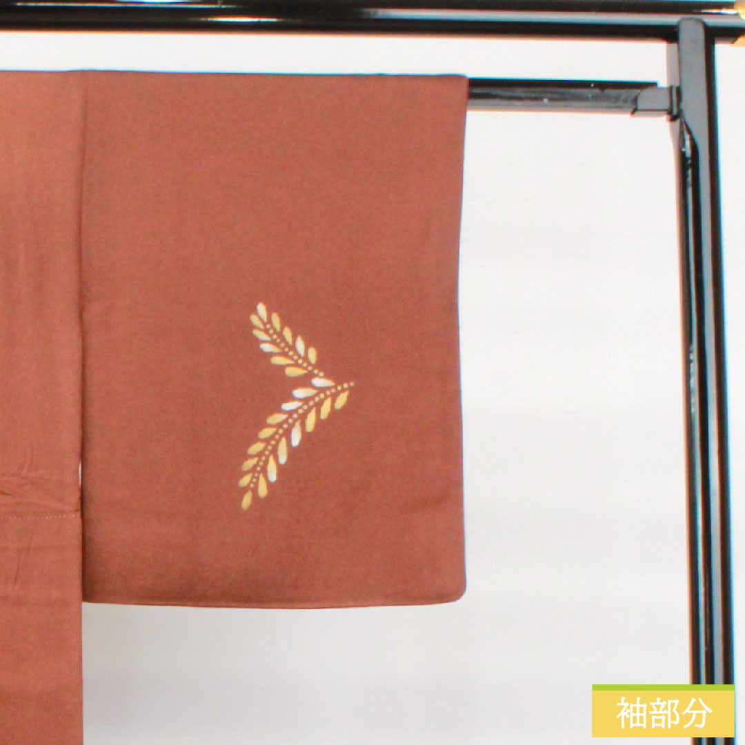 訪問着 正絹 袷 身丈163.5cm 裄丈68cm 栗色（くりいろ） 辻ヶ花 一つ紋 中陰剣片喰 Aランク 茶系 1112004913414