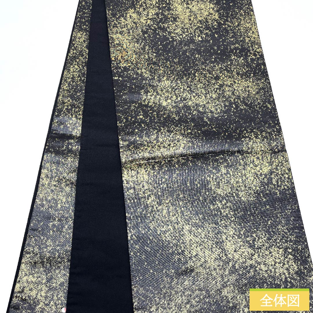 Fukuro Obi, Pure Silk, Black, Purple, Plum, Floral Pattern, Length 456cm, S Rank, Point Pattern, Formal, Black, 1123010942410