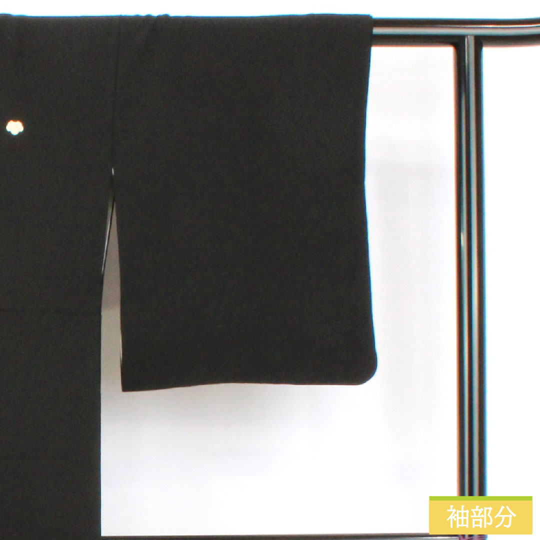 Black formal kimono, pure silk, length 155cm, sleeve length 63.5cm, lined, artist work, Kyoto Yuzen, flower cart, five crests, ivy, B rank, black, 1111001454310