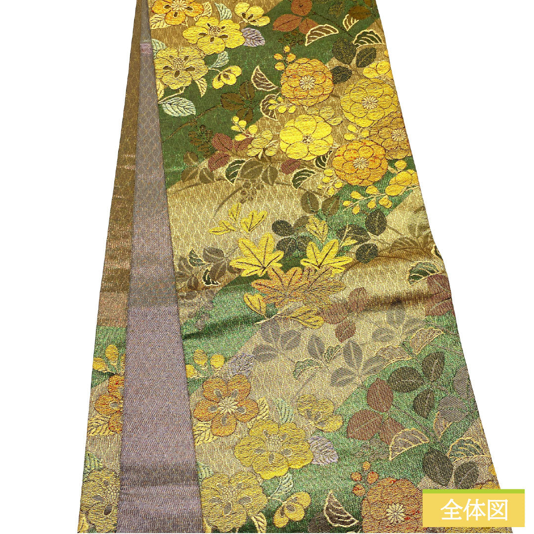 袋帯 正絹 Sランク 春秋草花模様 西陣織    帯丈432cm 六通 フォーマル グラデーション系 1123016762399