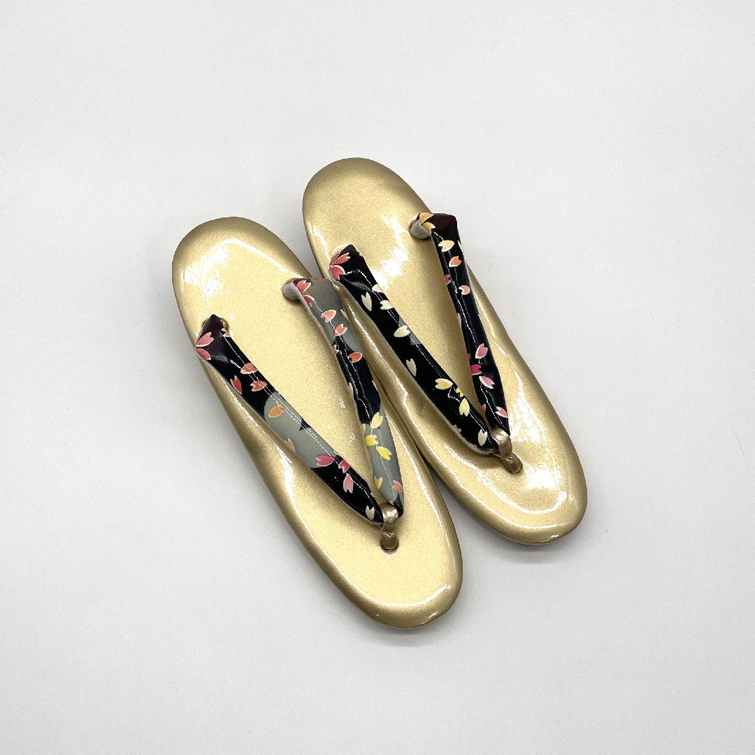 (New old stock) Formal sandal and bag set, black, unused, for furisode, small cherry blossom, size L, black, rank S, 1133000052410