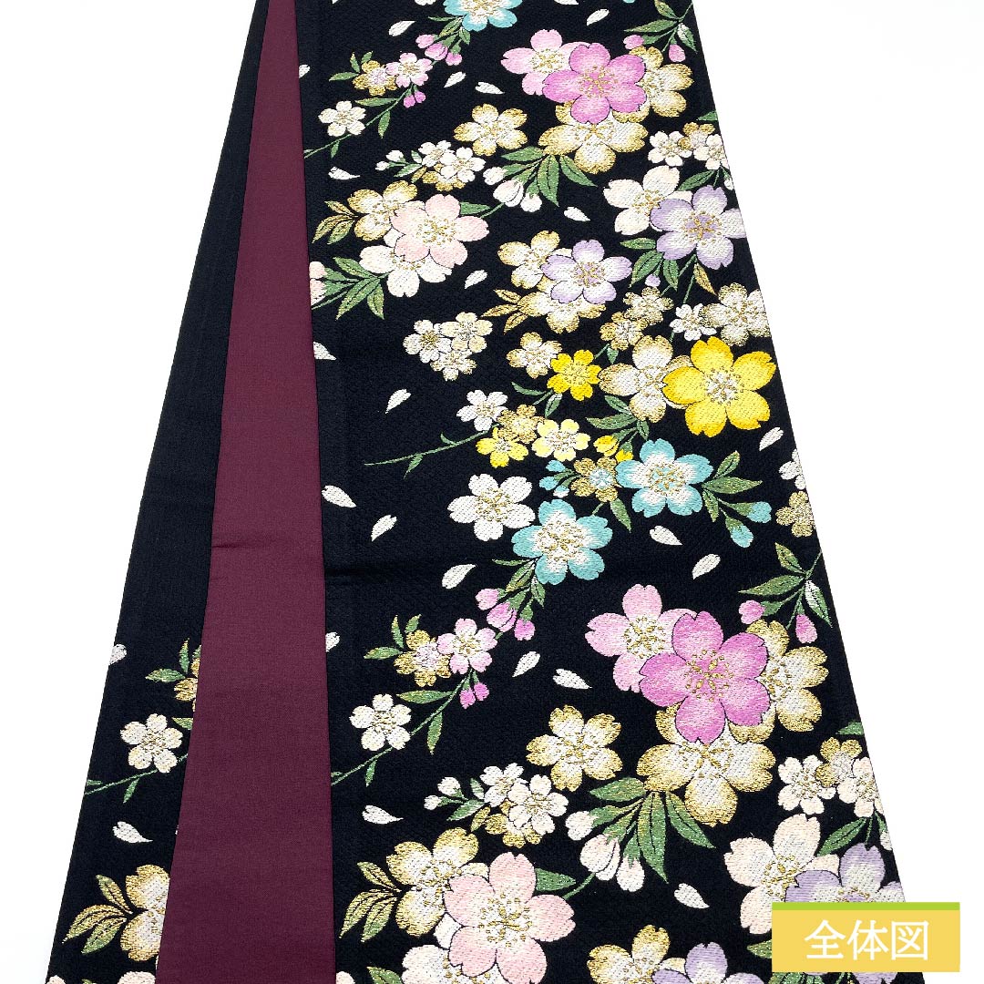 袋帯 正絹 黒色（くろいろ） 桜 ラメ 帯丈450cm Aランク 六通 フォーマル 黒系 1123011653410