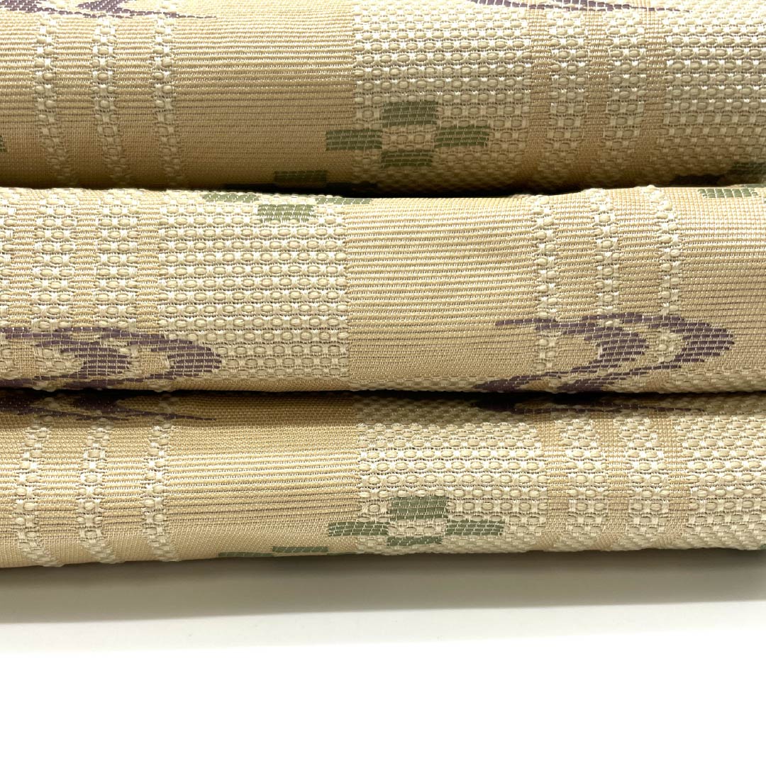 （未仕立）半幅帯 ポリエステル 鳥の子色（とりのこいろ） 絣模様 帯丈386cm ベージュ系 Aランク 1125001693325