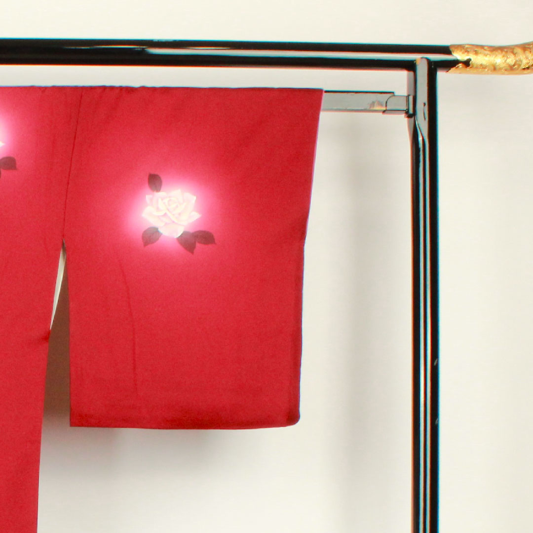 訪問着 袷 身丈170cm 裄丈69cm 葡萄色 手描き友禅 薔薇 正絹 Sランク 紫系 1112001702620