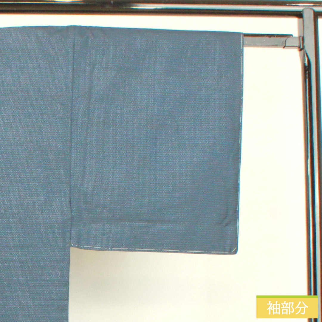 男物 正絹 身丈159cm 裄丈73cm 大島紬 100亀甲 亀甲模様 しつけ糸付き Sランク 袷 紺系 1119000802518