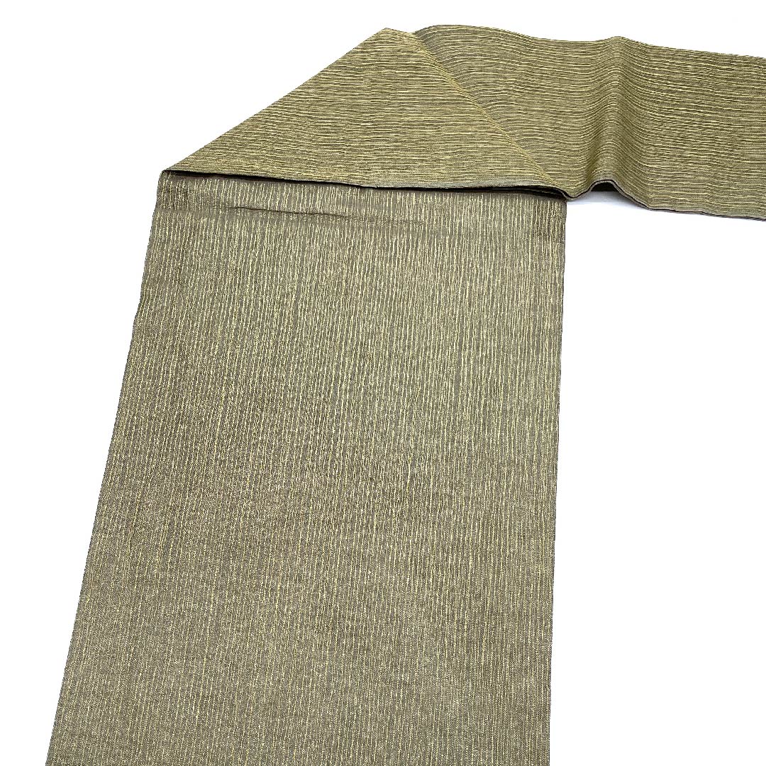 名古屋帯 消炭鼠色 カニ柄 帯丈375cm 正絹 Sランク ポイント柄 セミフォーマル グレー系 1124005062322  名古屋仕立て