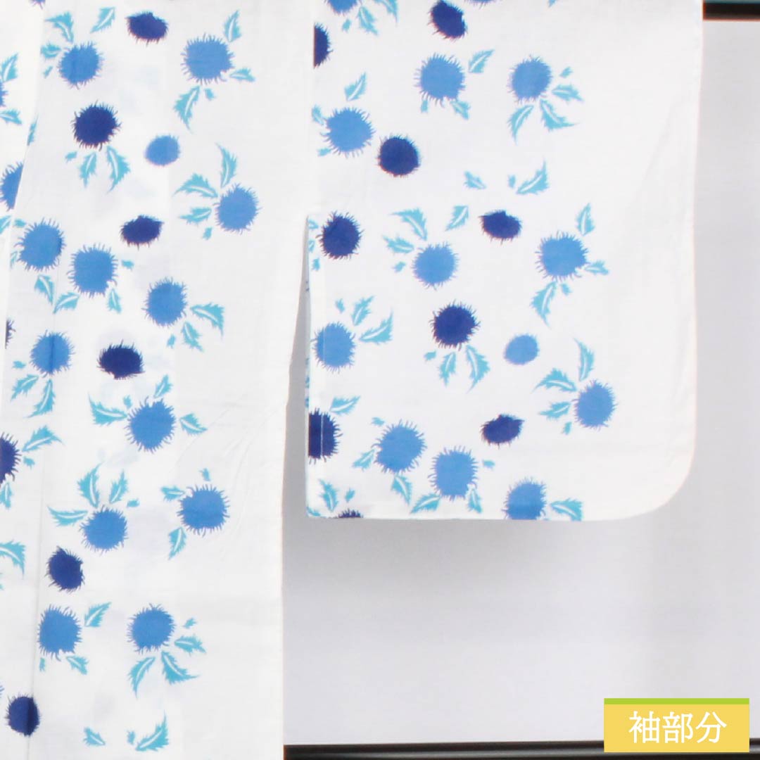 Cotton Yukata, Length 166cm, Sleeve Length 64cm, S Rank, Single Layer, White, Thistle Pattern, 1118006742511