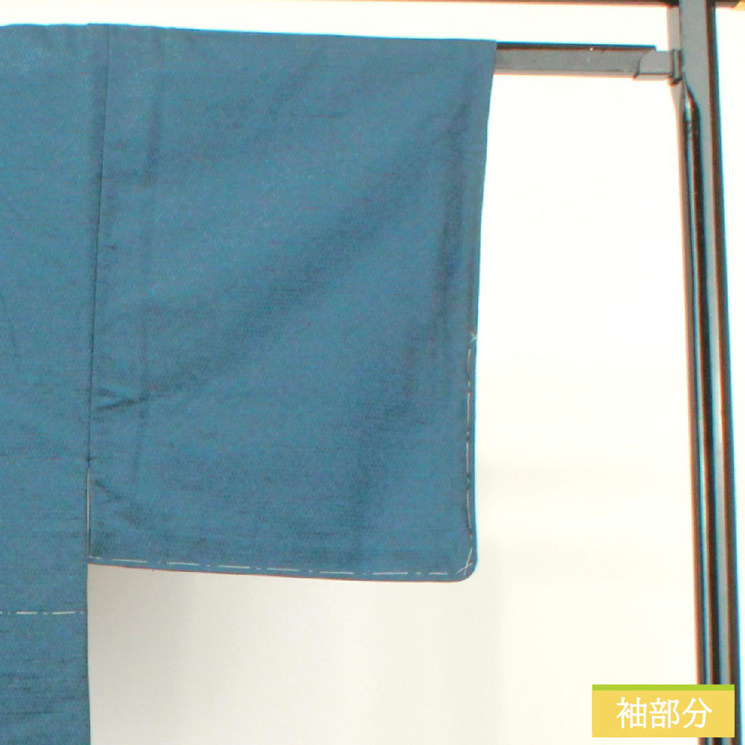 男物 ウール 身丈142cm 裄丈68.5cm  亀甲模様 しつけ糸付き 未使用品 Sランク 単衣 紺系 1119000762418