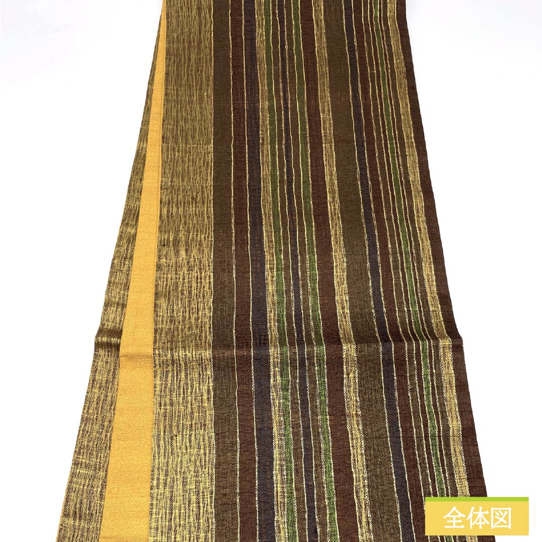 袋帯 正絹 縞模様 櫛織 帯丈456cm Sランク 全通 カジュアル グラデーション系 1123013162499