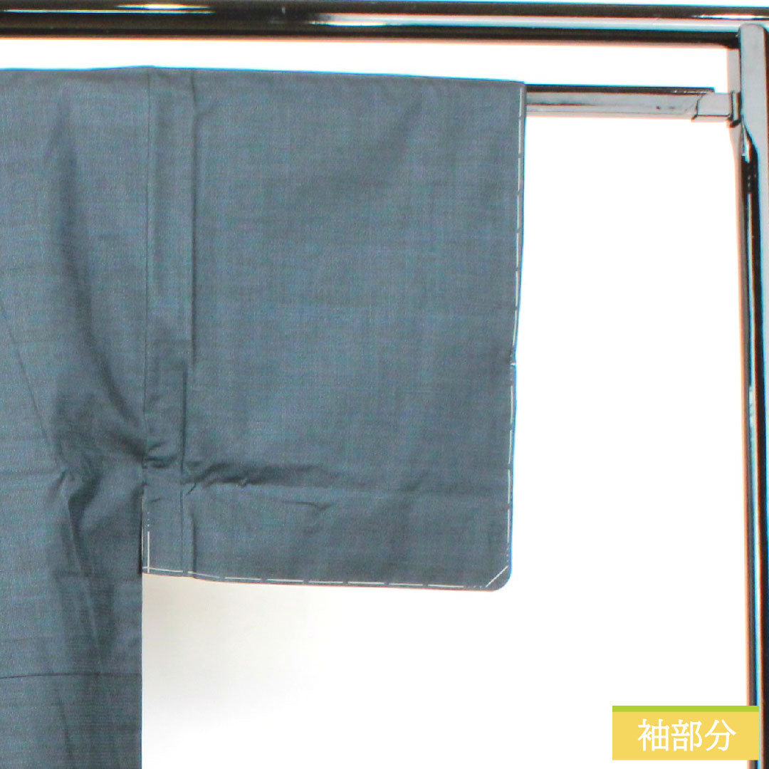 男物 正絹 身丈143cm 裄丈68cm 大島紬 120亀甲 亀甲模様 アンサンブル Sランク 袷 紺系 1119000872418