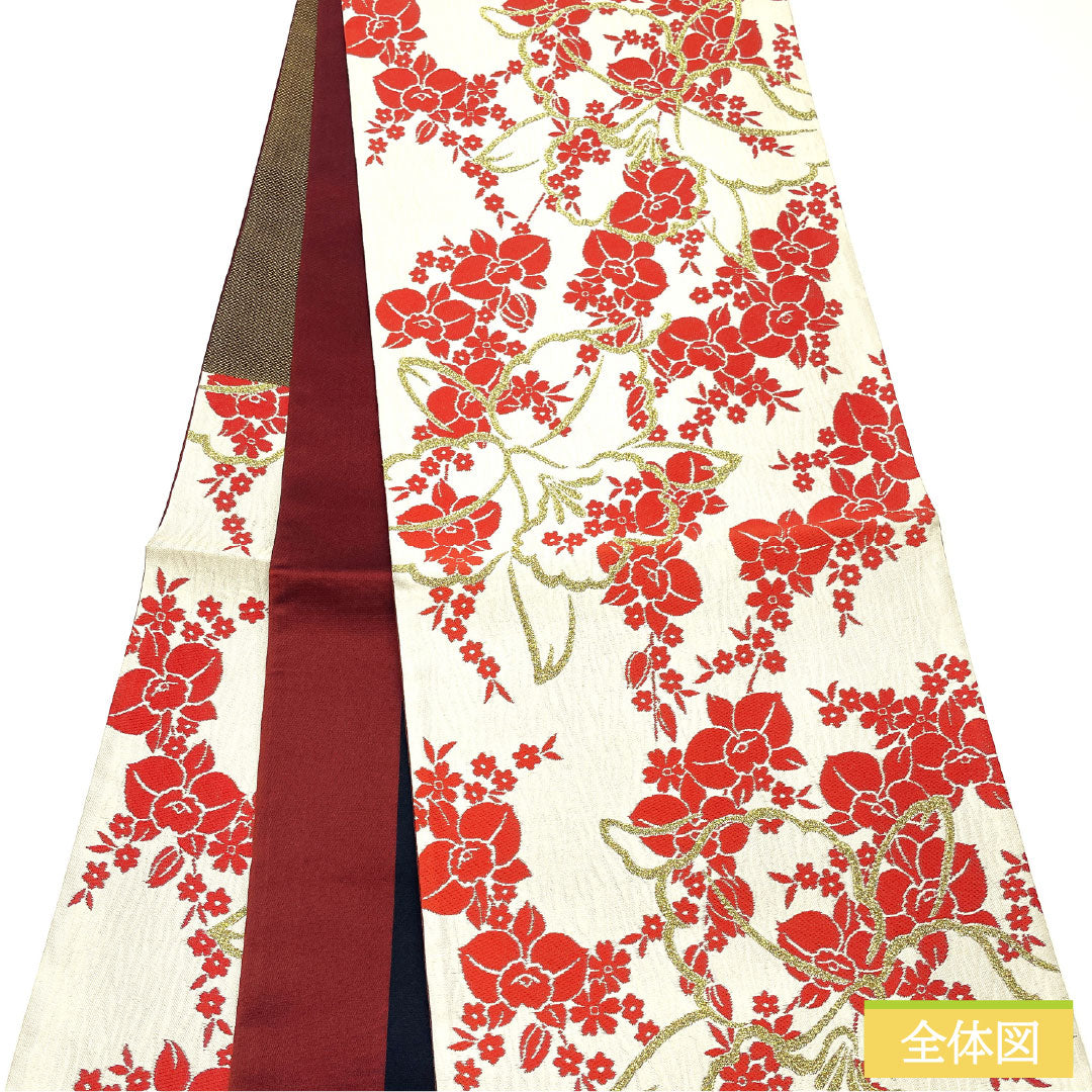 [Unfinished] Fukuro Obi, Silk, S Rank, Imai Textile, Nishijin-ori, Orchid, Obi Length 450cm, Rokutsu, Semi-formal, White, 1123017162411