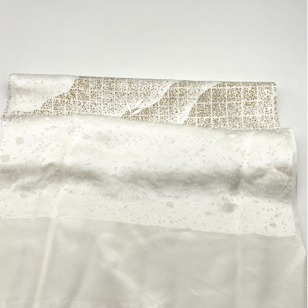 （新古品） 帯締め・帯揚げセット 正絹 Sランク 結婚式 披露宴 扇付き 長さ約152cm 幅約1.5cm 留袖用 白系 1141000042311