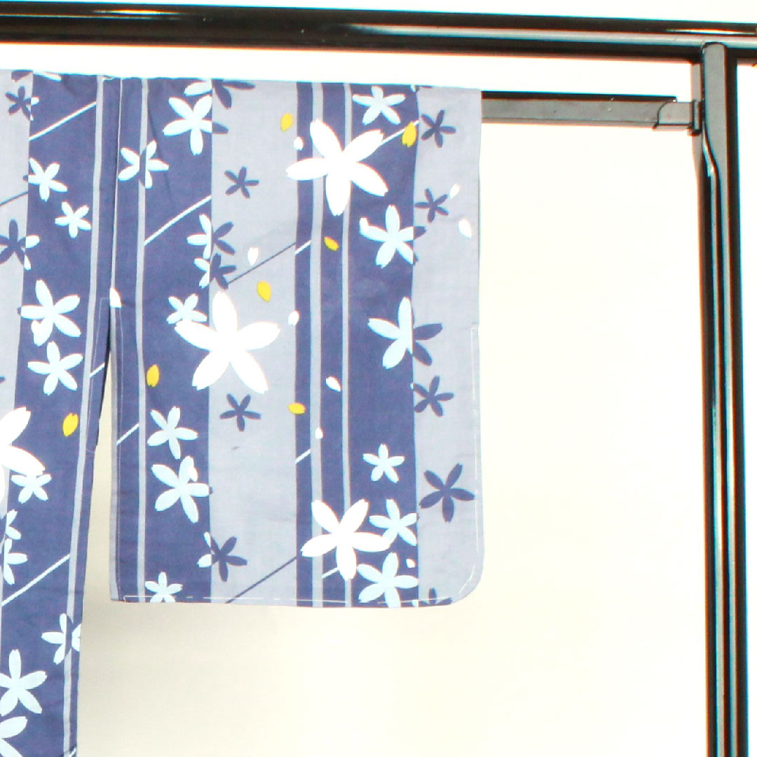 Yukata with basting thread, unused, cherry blossom, cotton, S rank, single layer, length 162cm, sleeve length 64cm, gradation pattern, 1118002832499