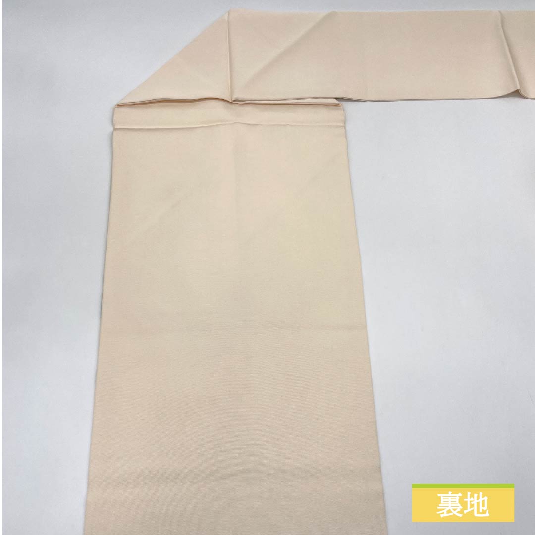 名古屋帯 薄肉色（うすにくいろ） 染め帯 牡丹 帯丈371cm 正絹 Sランク ポイント柄 セミフォーマル クリーム系 1124007052315 名古屋仕立て