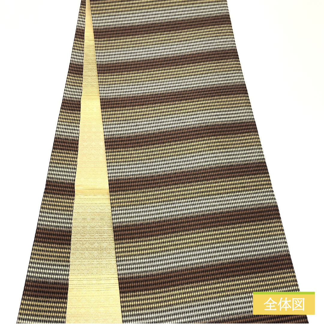 リサイクル着物】袋帯 正絹 Sランク 辻本和顕 作家物 櫛織 平織 抽象