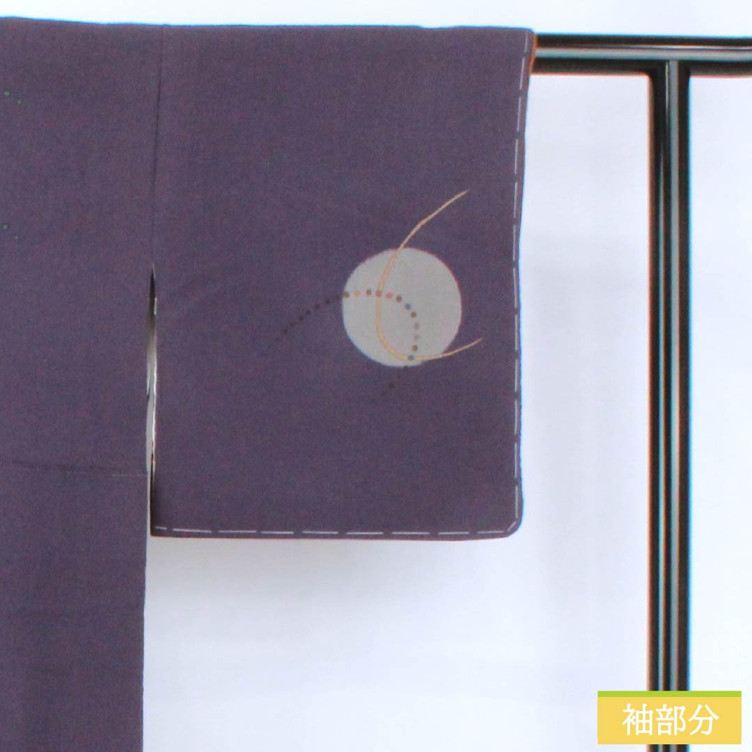 訪問着 正絹 Sランク 袷 身丈152cm 裄丈62.5cm 深紫色（ふかきむらさきいろ） 付下げ ちりめん 作家物 抽象模様 紫系 1112007452220