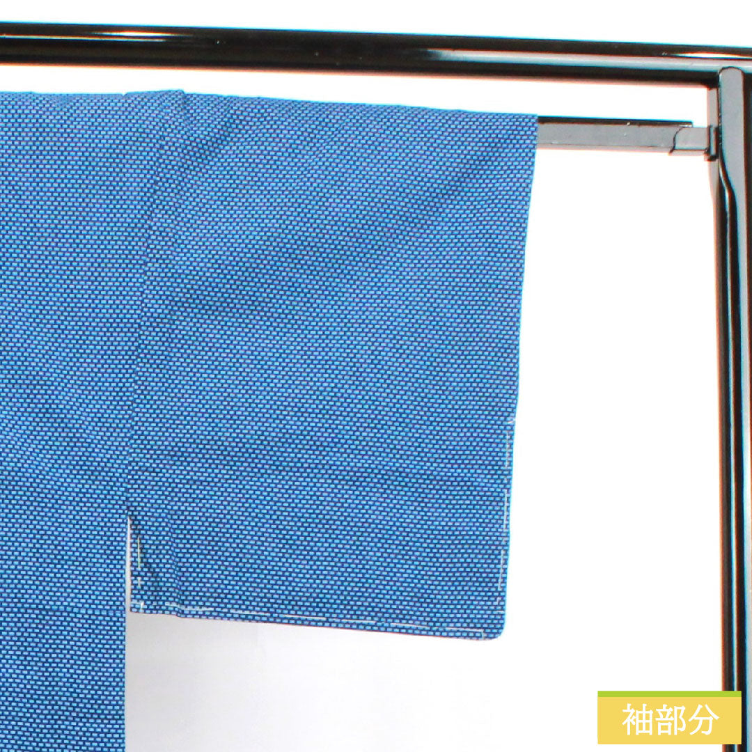 浴衣 木綿 身丈136.5cm 裄丈65.5cm Sランク 単衣 青系 縹色（はなだいろ） 男物 幾何学模様 1118004992317