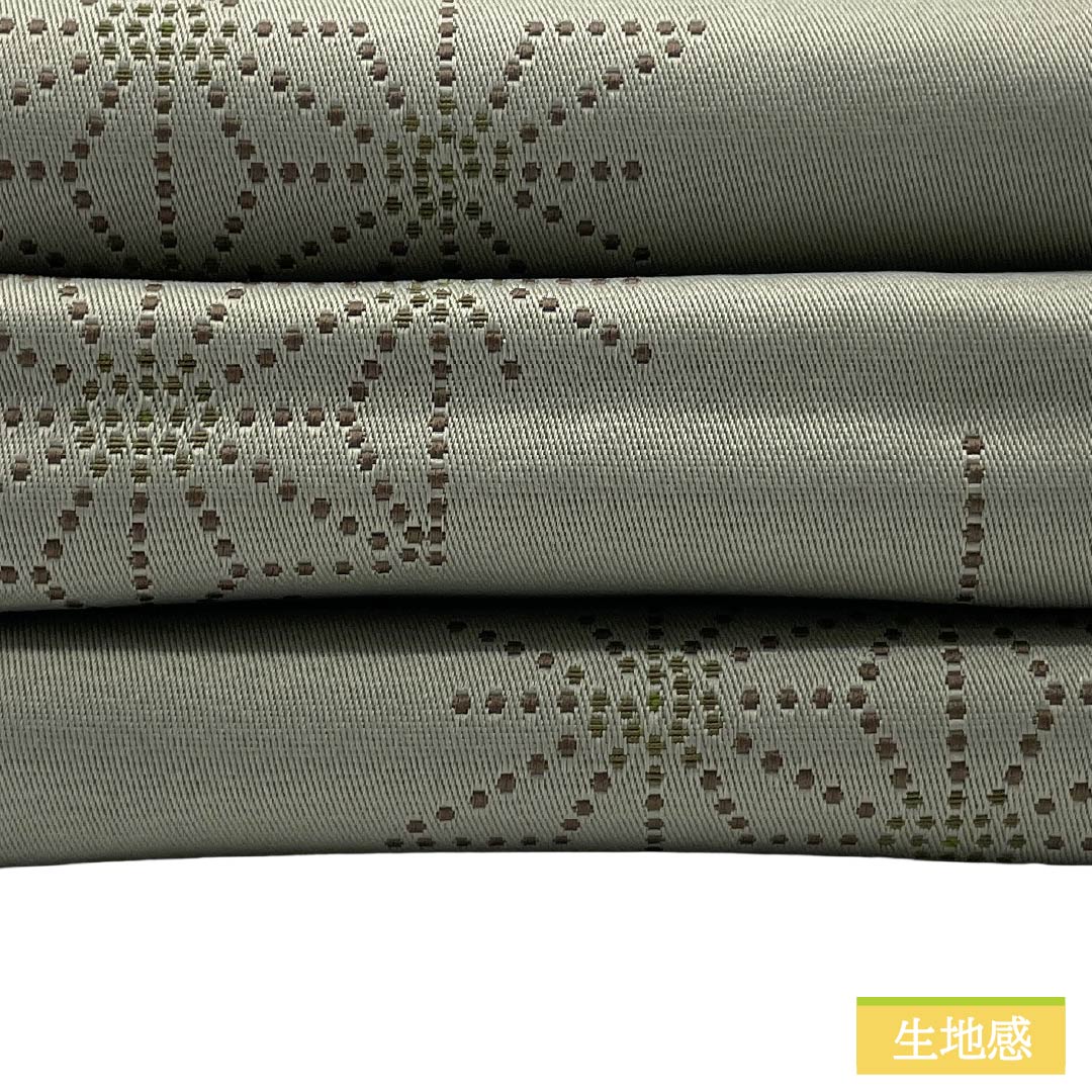 （新品）半幅帯 ポリエステル NEWランク 蝋色（ろういろ） 薩摩鼠色（さつまねずいろ） 破れ麻の葉 流水 桜 広幅 帯丈396cm 緑系 1125006121319