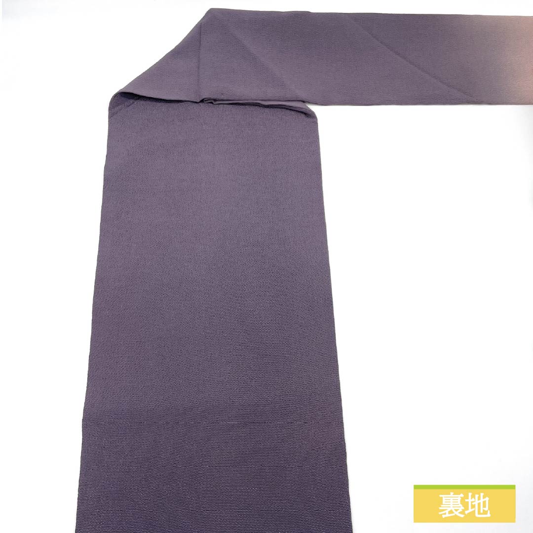 名古屋帯 深滅紫色（ふかきけしむらさきいろ） ちりめん地 染め帯 桜 帯丈384cm 正絹 Sランク ポイント柄 セミフォーマル 紫系 1124008412420 名古屋仕立て