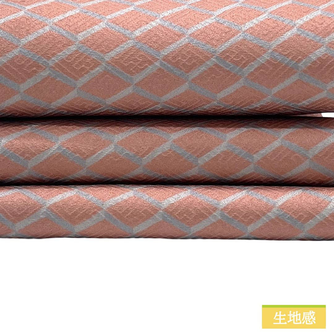 半幅帯 正絹 Sランク 東雲色（しののめいろ） 菱型 紗綾型 リバーシブル 帯丈312cm ピンク系 1125003882313
