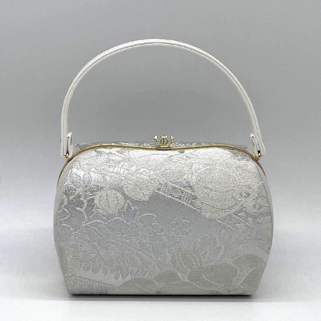 （新古品）草履バッグセット フォーマル NEWランク 草花模様 低反発草履 Laソール 帯地 Lサイズ 銀系 1133000401422