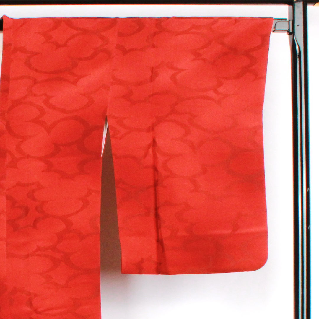 道行コート 身丈95cm 裄丈68.5cm 猩々茶色  ボカシ模様 正絹 Sランク 袷 朱系 1117000402916