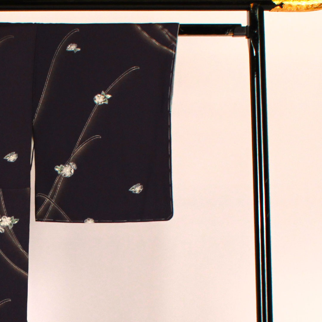 Komon, Length 164.5cm, Sleeve length 66cm, Lined, Flower pattern, Pure silk, S rank, Purple, 1115001162320