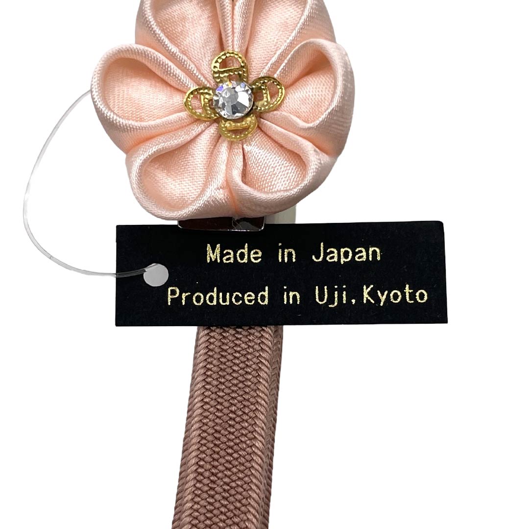 (新品)帯締め 正絹 NEWランク 三分紐 鴇浅葱色（ときあさぎいろ） 帯留め付き つまみ細工 日本製 長さ約135cm 幅約0.8cm カジュアル ピンク系 1135006391313