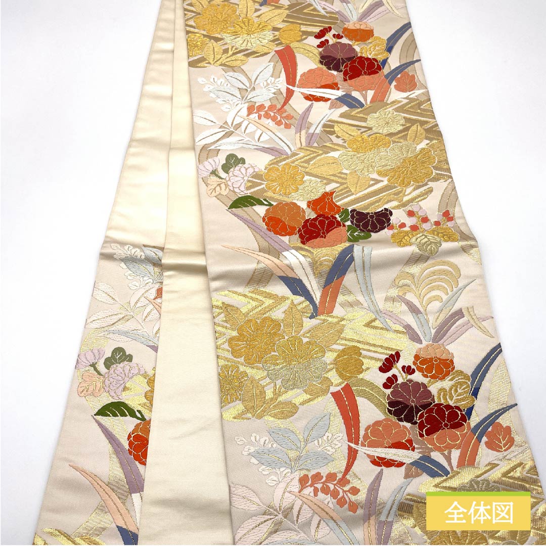 袋帯 正絹 Sランク 胡粉色（ごふんいろ） 唐織 留袖用 振袖用 古典柄 帯丈432cm 六通 フォーマル 白系 1123015642311