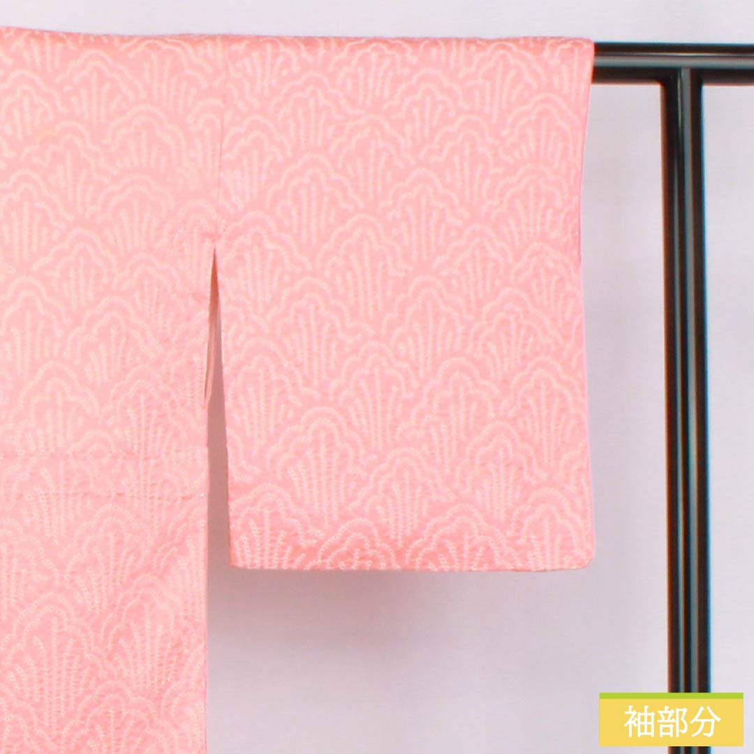 小紋 正絹 Aランク 身丈158cm 裄丈65cm 袷 絞り 抽象模様 ピンク系 1115007573313