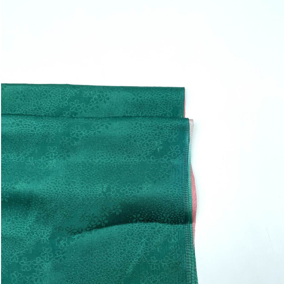 Obiage, pure silk, semi-formal, blue, red, small cherry blossom, classic pattern, length 176cm, width 29cm, S rank, green, 1136000532919